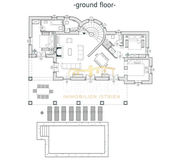 Poreč okolica: Kamnita vila s bazenom
